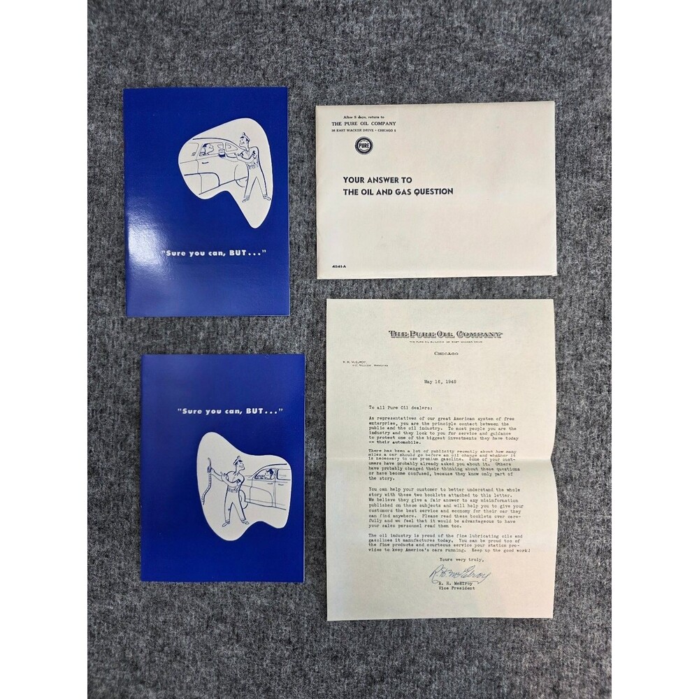1949 Pure Oil Company Dealer Letter & Booklets Chicago Gasoline Ephemera